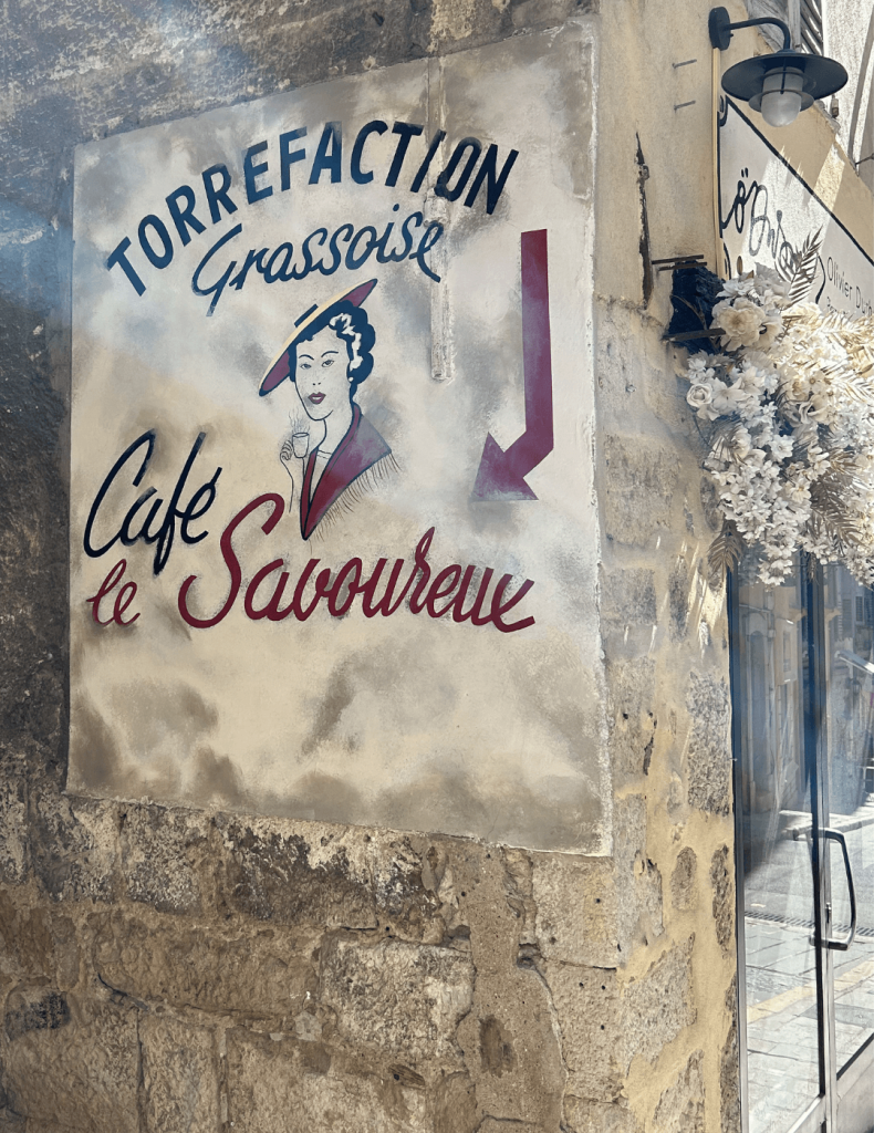 Torrefaction-Schild in Grasse - leider gibt es die Rösterei nicht mehr